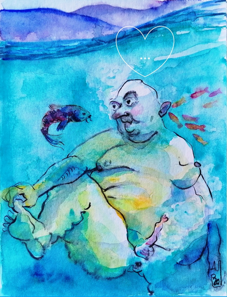 se una carpa - acquerelli con tema l'acqua - dipingere sott'acqua - underwater watercolor - how to draw fish - acquerello